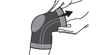 Schéma illustrant la deuxième étape de l'application de la FUTURO™ Genouillère Stabilisatrice Ultra Performance
