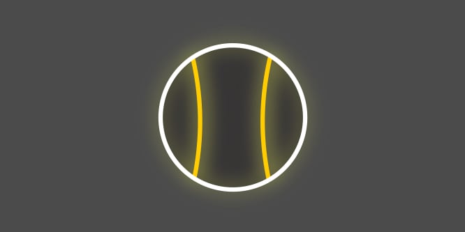 Icône jaune et blanche avec des lignes concaves à l’intérieur d’un cercle, sur fond gris foncé, représentant une coupe ajustée sous les vêtements.
